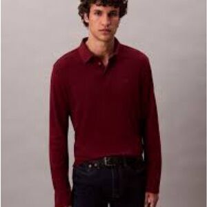 Hudson Jeans Burgundy Long Sleeve Polo